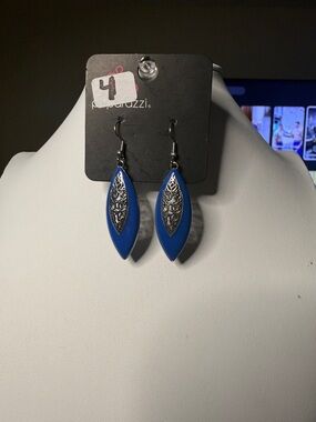 paparazzi Royal Blue Filigree Marquise Drop Earrings